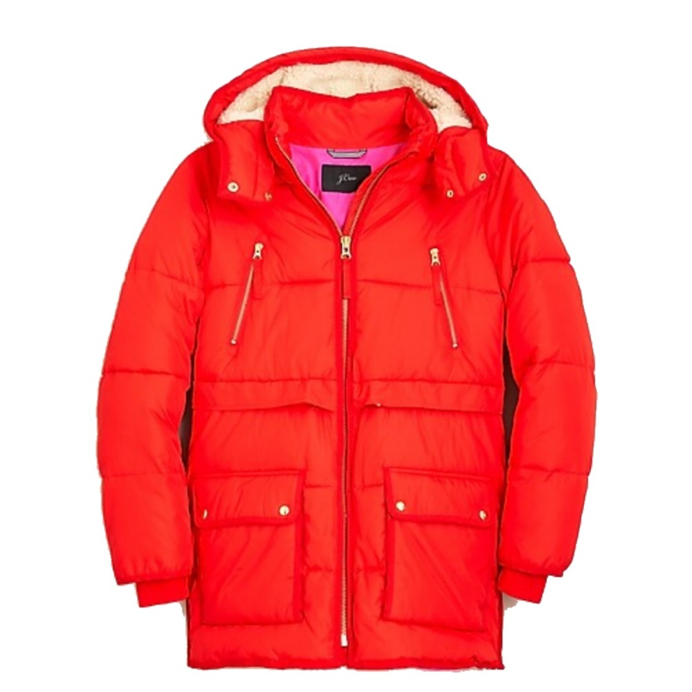 J. Crew Chateau Puffer Jacket with Primaloft - Bright Cerise